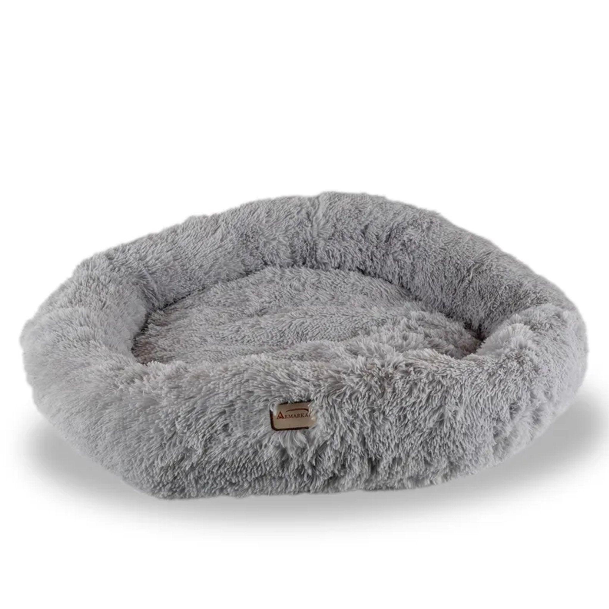 Armarkat Extra Large Light Gray Fluffy Round Cat Bed
