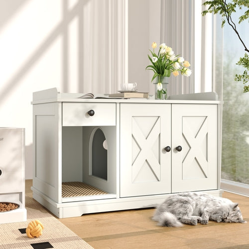 Cat Litter Box Enclosure, Litter Box Furniture Hidden with Cat Litter